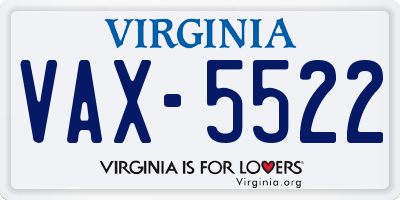 VA license plate VAX5522