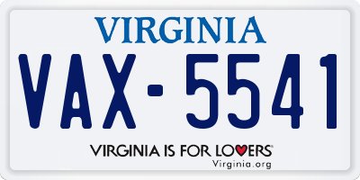 VA license plate VAX5541