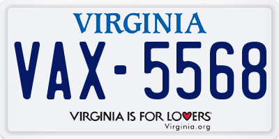 VA license plate VAX5568