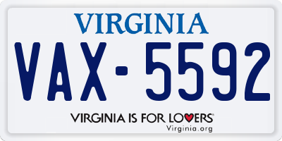 VA license plate VAX5592