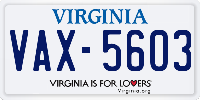 VA license plate VAX5603