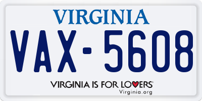 VA license plate VAX5608