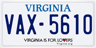 VA license plate VAX5610