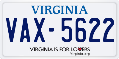 VA license plate VAX5622