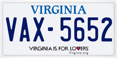 VA license plate VAX5652