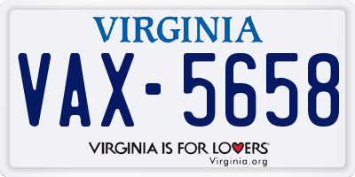 VA license plate VAX5658