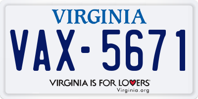 VA license plate VAX5671