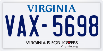 VA license plate VAX5698