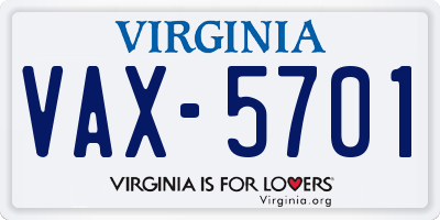 VA license plate VAX5701