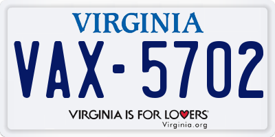 VA license plate VAX5702