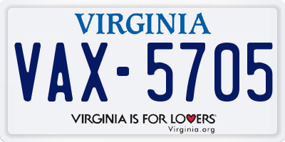 VA license plate VAX5705