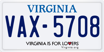 VA license plate VAX5708