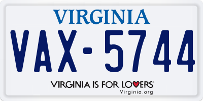 VA license plate VAX5744