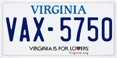 VA license plate VAX5750