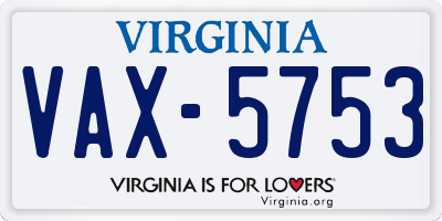 VA license plate VAX5753