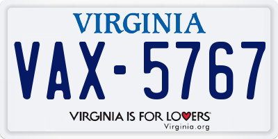VA license plate VAX5767