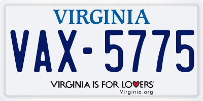 VA license plate VAX5775
