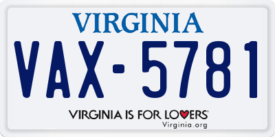 VA license plate VAX5781