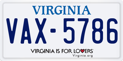 VA license plate VAX5786