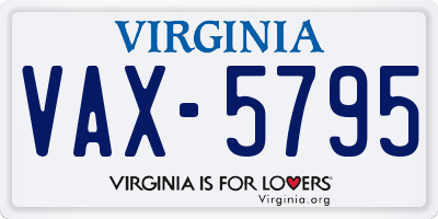 VA license plate VAX5795