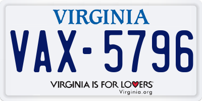 VA license plate VAX5796