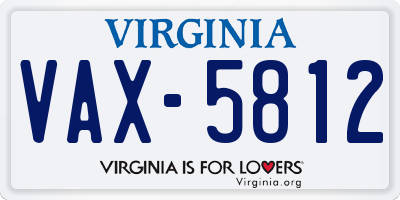VA license plate VAX5812
