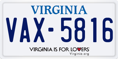 VA license plate VAX5816