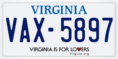 VA license plate VAX5897