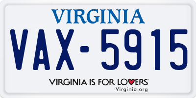VA license plate VAX5915