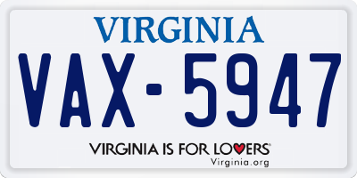 VA license plate VAX5947