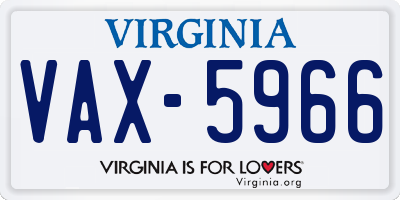 VA license plate VAX5966