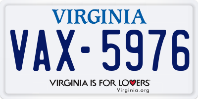 VA license plate VAX5976