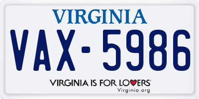 VA license plate VAX5986