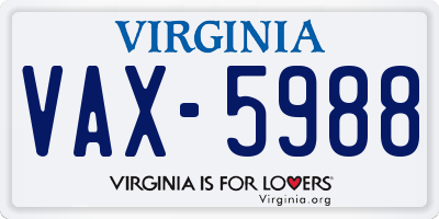 VA license plate VAX5988