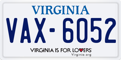 VA license plate VAX6052