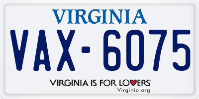 VA license plate VAX6075