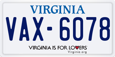 VA license plate VAX6078