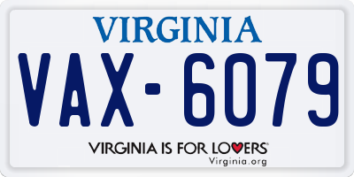VA license plate VAX6079