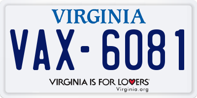 VA license plate VAX6081