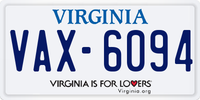 VA license plate VAX6094