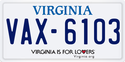 VA license plate VAX6103
