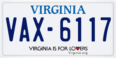 VA license plate VAX6117