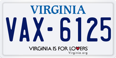 VA license plate VAX6125