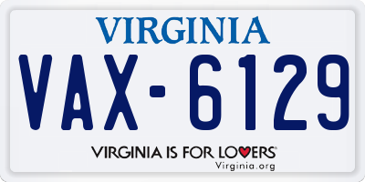 VA license plate VAX6129