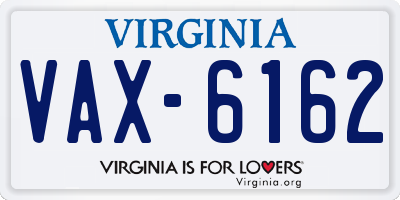 VA license plate VAX6162
