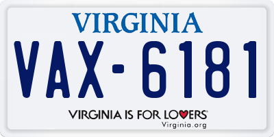 VA license plate VAX6181