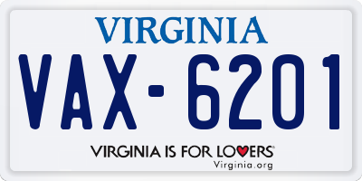 VA license plate VAX6201