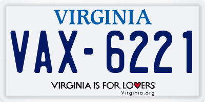 VA license plate VAX6221
