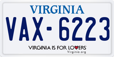 VA license plate VAX6223