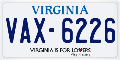 VA license plate VAX6226